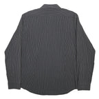 CALVIN KLEIN Mens Black & White Pinstripe Shirt XL Cotton Long Sleeve Formal