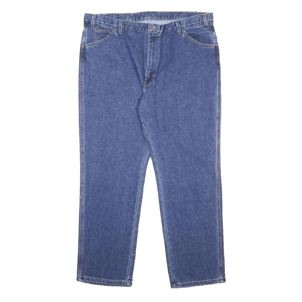 DICKIES Mens Blue Regular Fit Straight Leg Denim Jeans W42 L30 Classic Style Zip