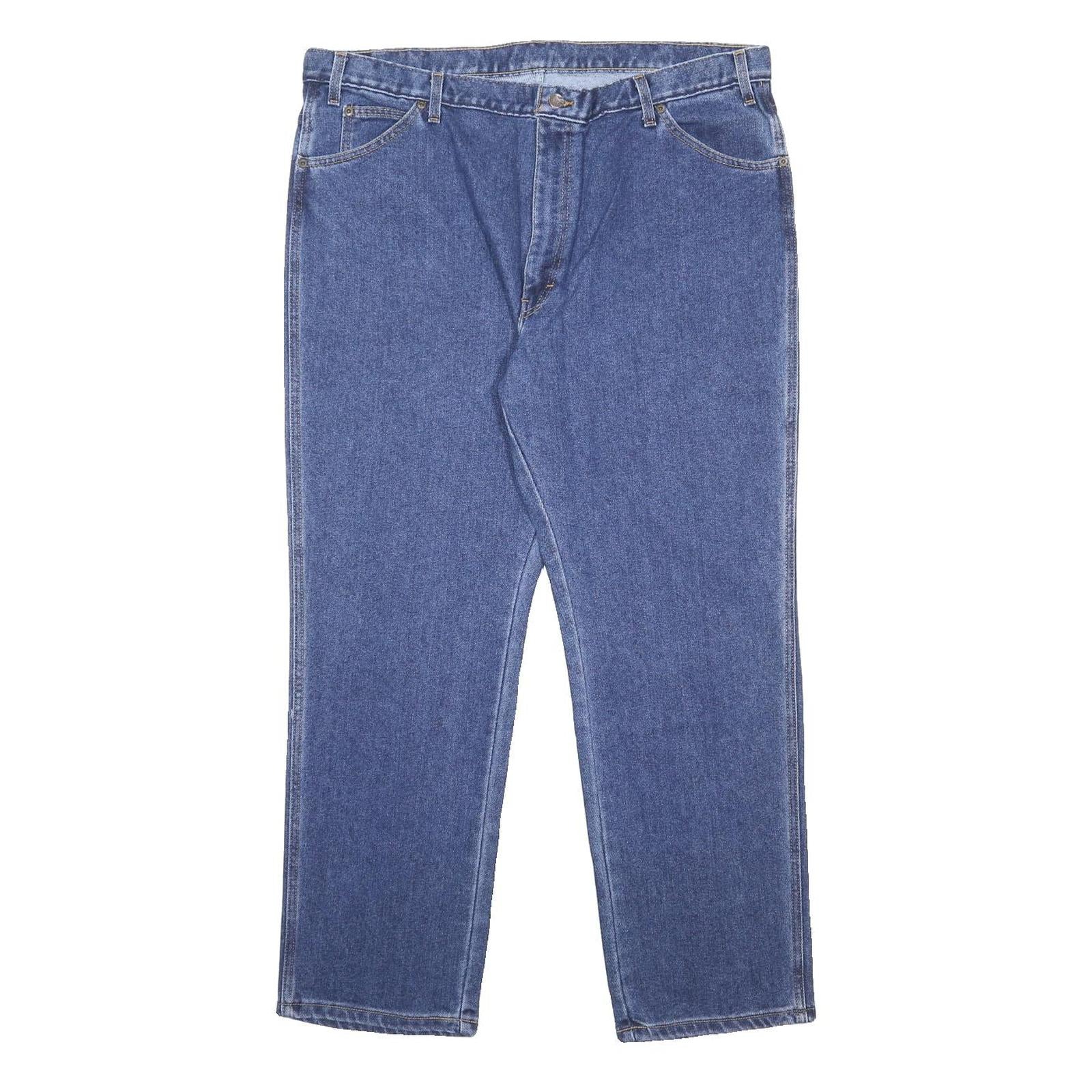 DICKIES Mens Blue Regular Fit Straight Leg Denim Jeans W42 L30 Classic Style Zip