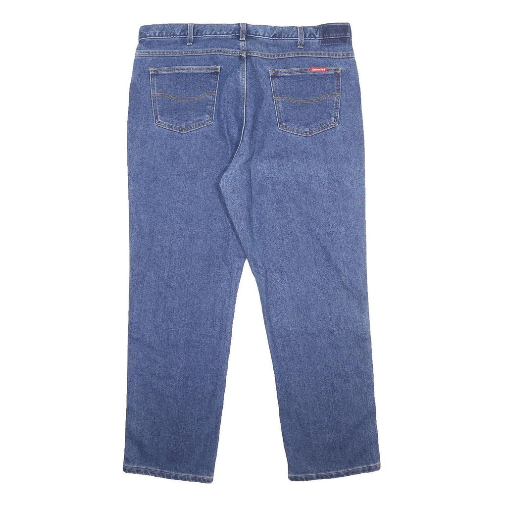 DICKIES Mens Blue Regular Fit Straight Leg Denim Jeans W42 L30 Classic Style Zip