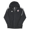 ADIDAS Mens Black & White Track Jacket L Polyester Blend Zip Hooded Sportswear
