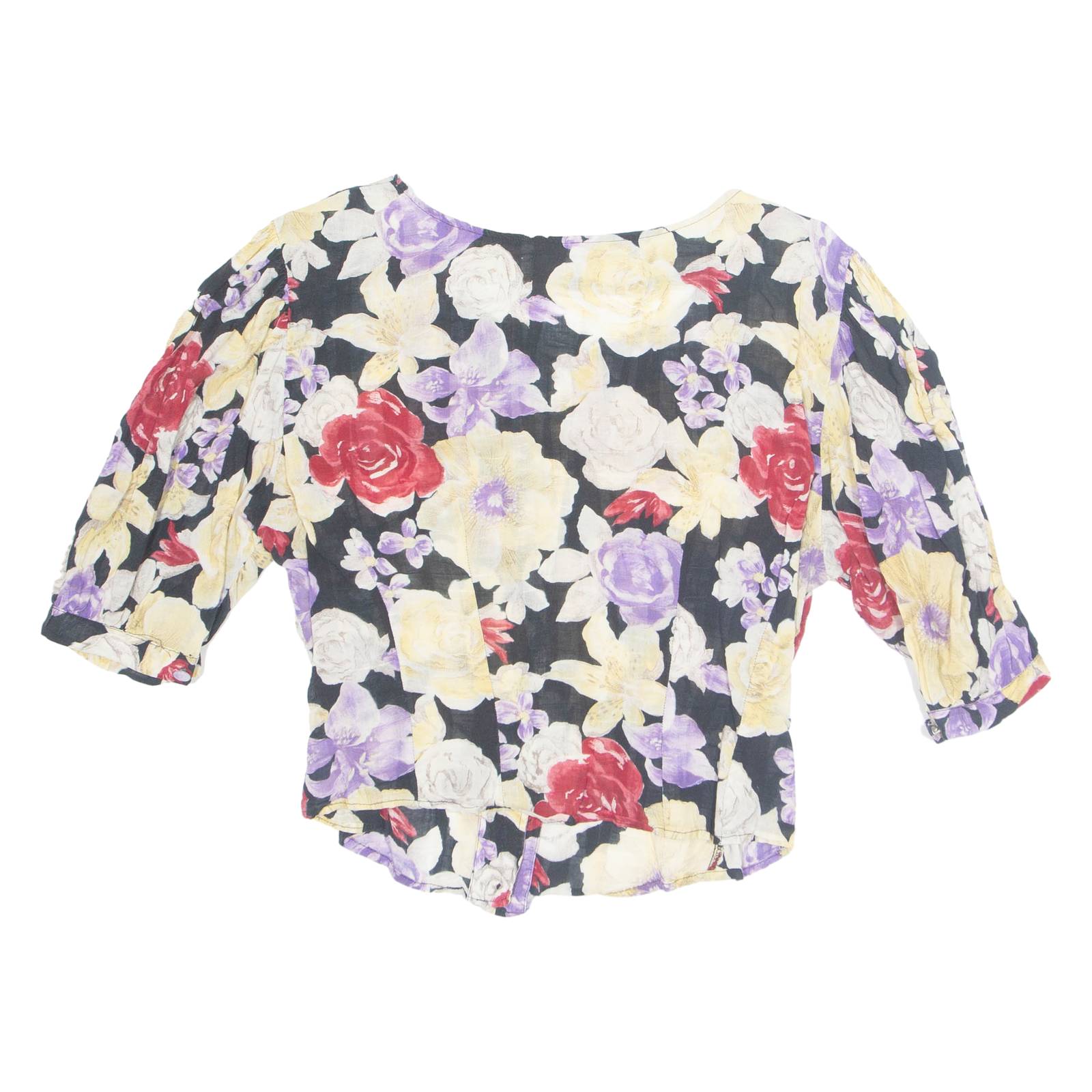 ANTONELLE Womens Printed Blouse Yellow V-Neck Floral M