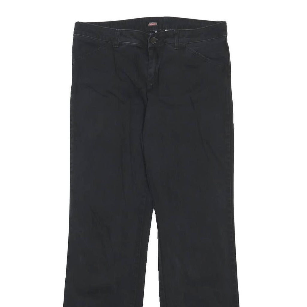 DICKIES Womens Black Regular Fit Straight Leg Trousers W30 L30 Cotton Blend Zip