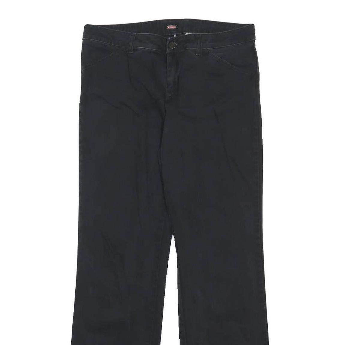 DICKIES Womens Black Regular Fit Straight Leg Trousers W30 L30 Cotton Blend Zip