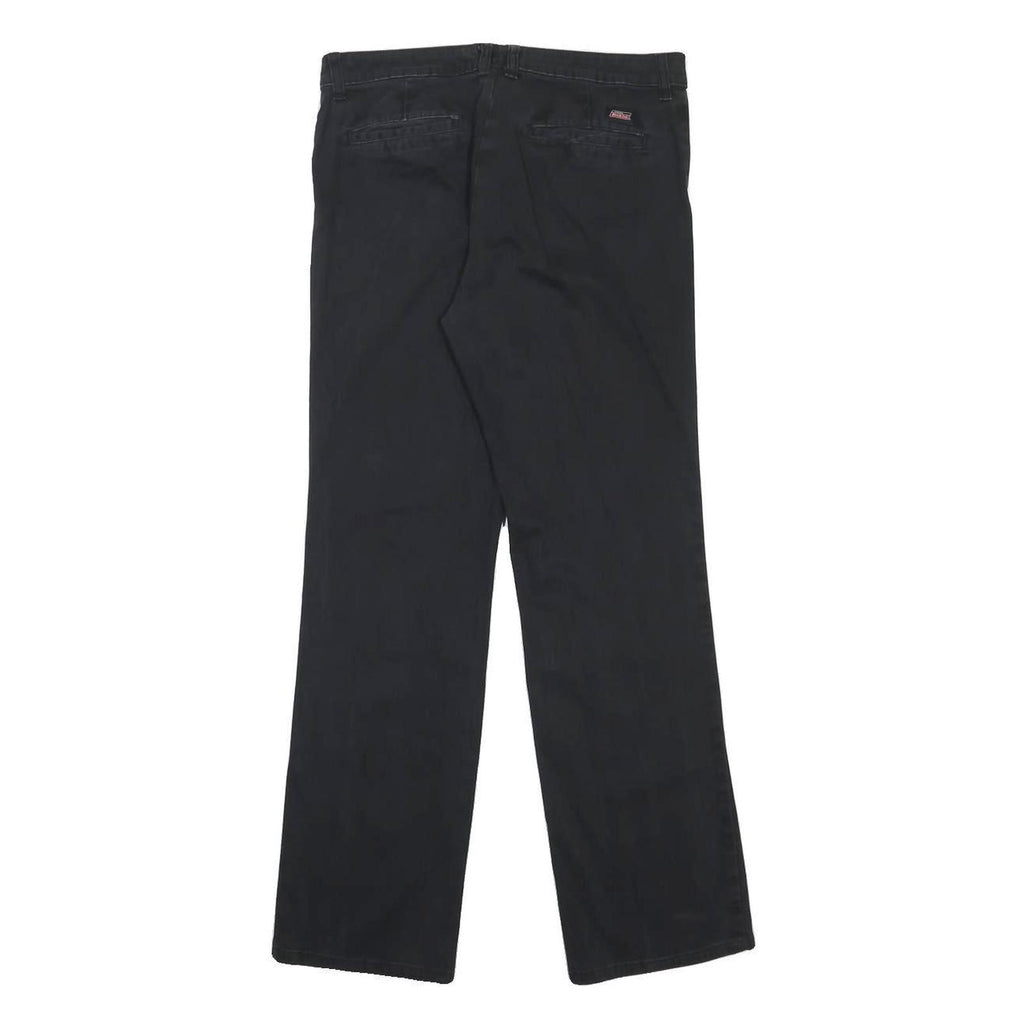 DICKIES Womens Black Regular Fit Straight Leg Trousers W30 L30 Cotton Blend Zip
