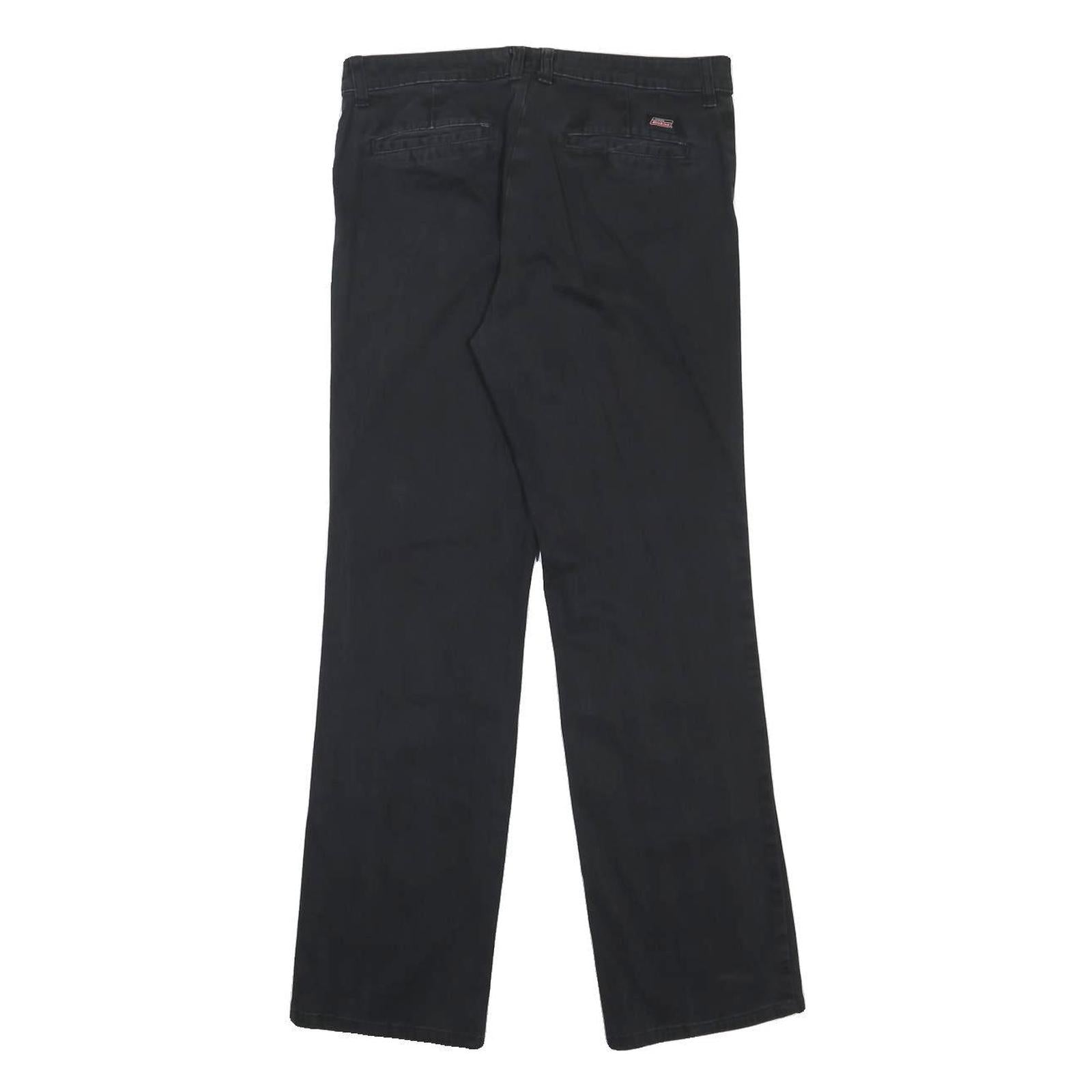 DICKIES Womens Black Regular Fit Straight Leg Trousers W30 L30 Cotton Blend Zip