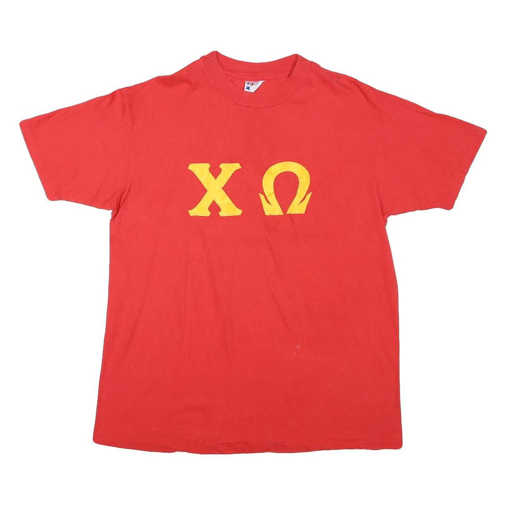 HANES Mens Red XL Cotton Blend Graphic T-Shirt Short Sleeve Crew Neck