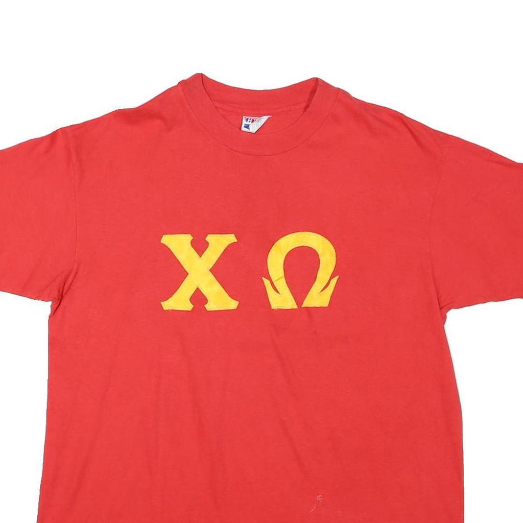 HANES Mens Red XL Cotton Blend Graphic T-Shirt Short Sleeve Crew Neck