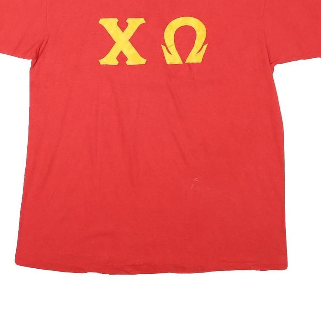 HANES Mens Red XL Cotton Blend Graphic T-Shirt Short Sleeve Crew Neck