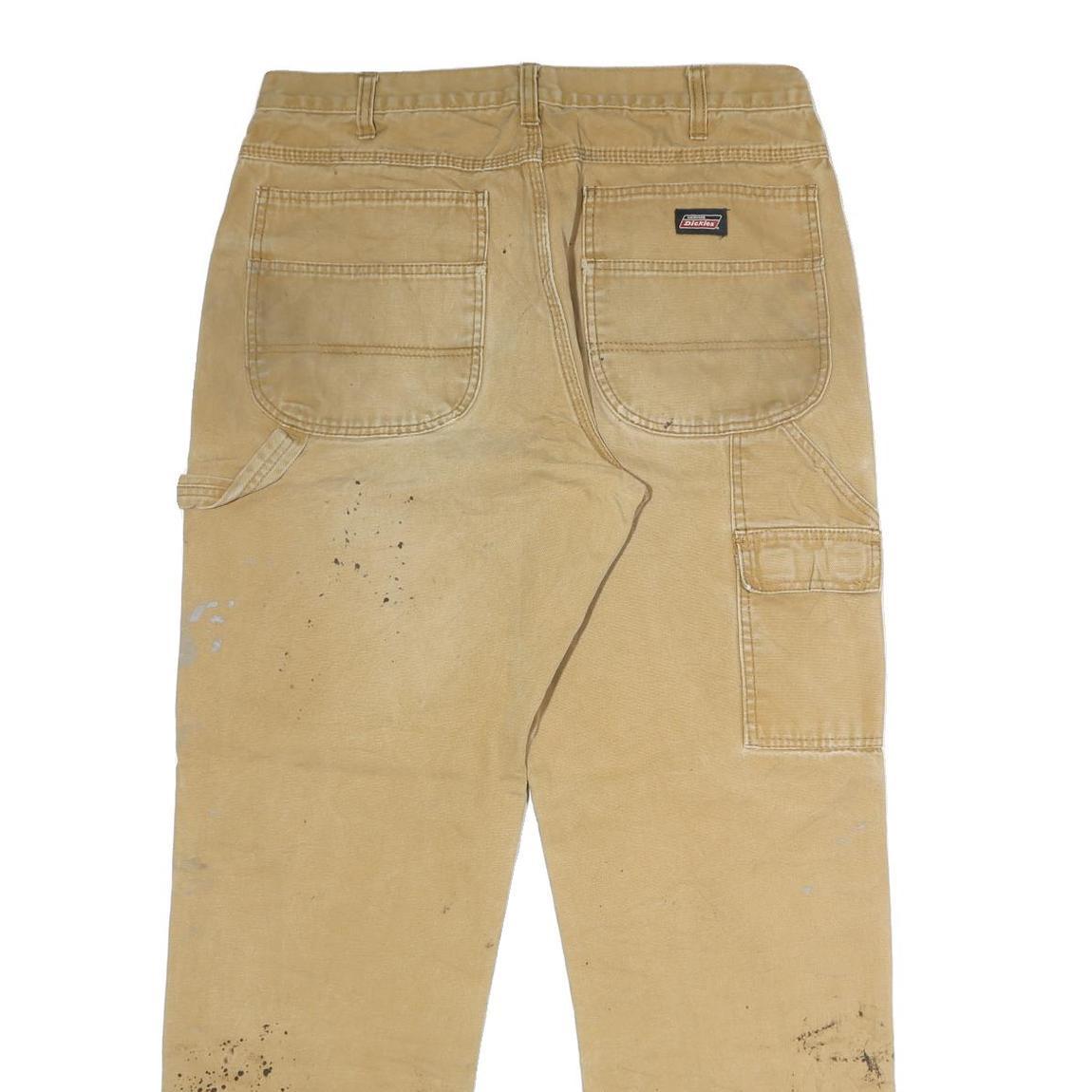 DICKIES Mens Jeans Beige Regular Straight Denim W36 L32 Workwear Utility