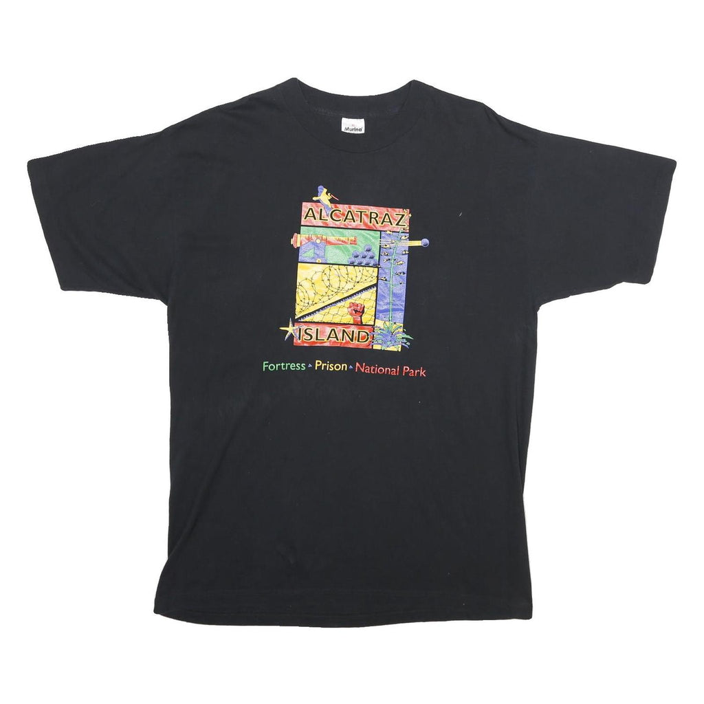 MURINA Mens Black Alcatraz Island Graphic T-Shirt XL Short Sleeve Crew Neck