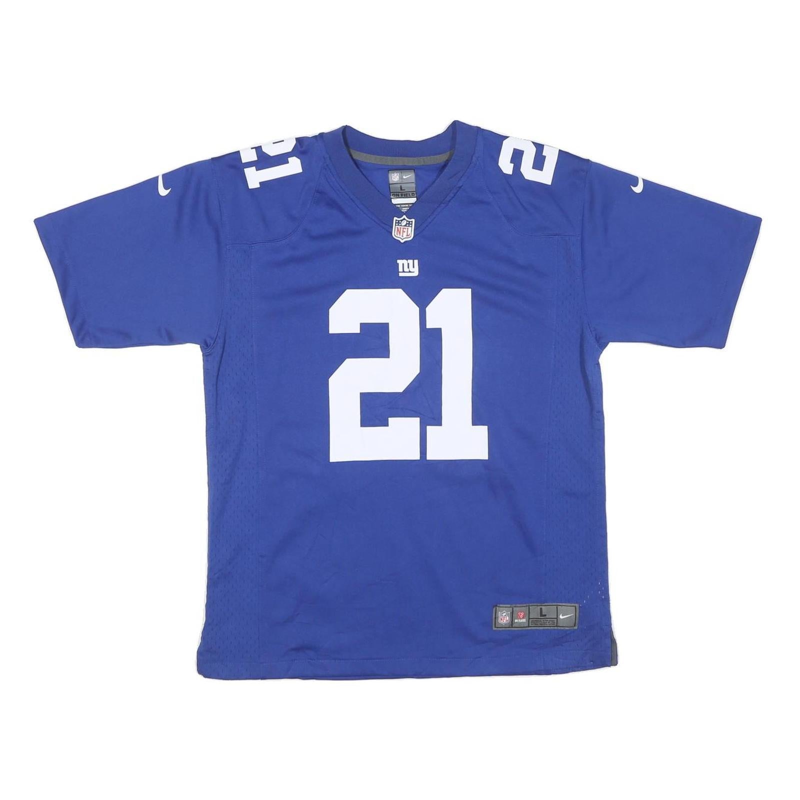 NFL Mens Blue Ny 21 Collins Graphic T-Shirt L Short Sleeve Crew Neck