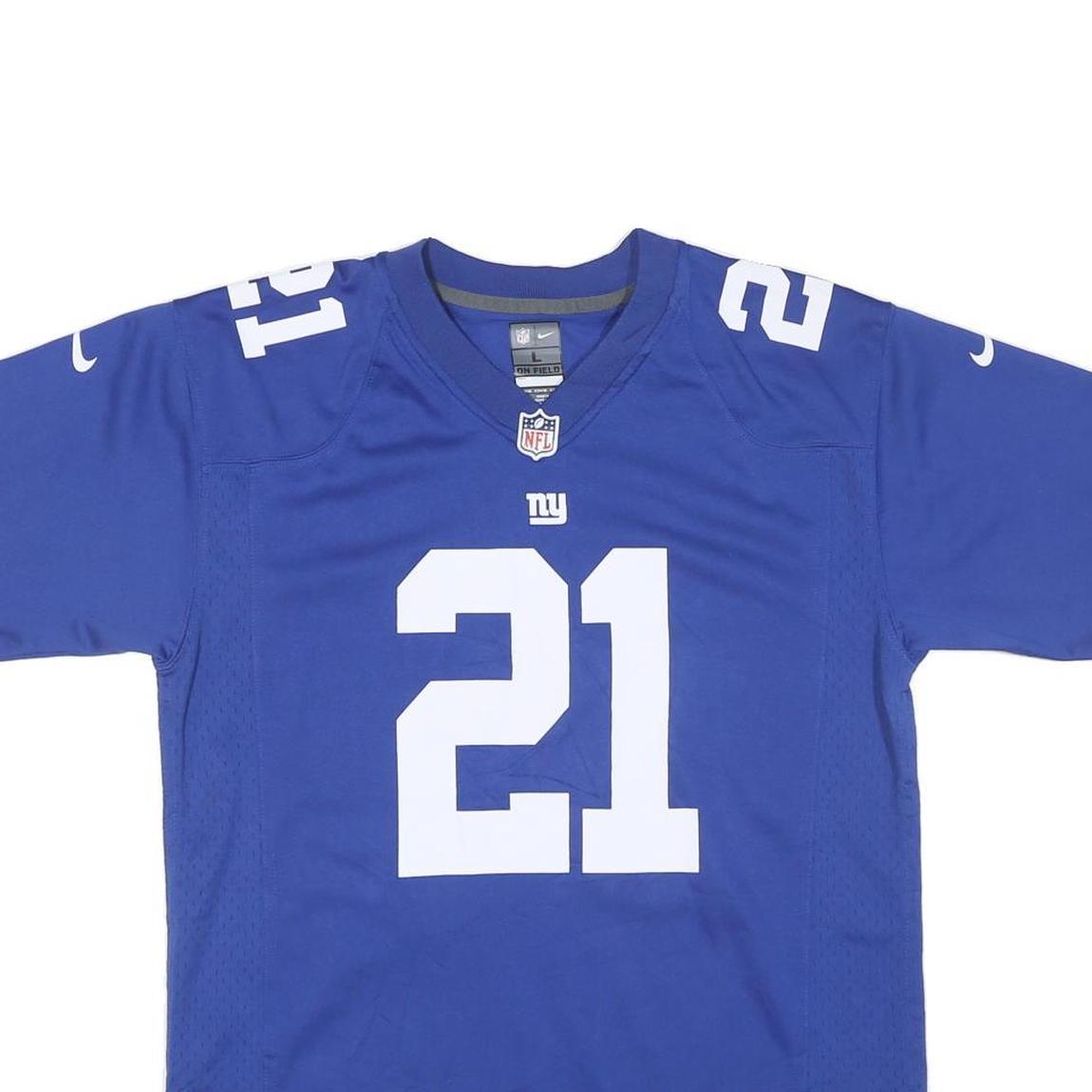 NFL Mens Blue Ny 21 Collins Graphic T-Shirt L Short Sleeve Crew Neck