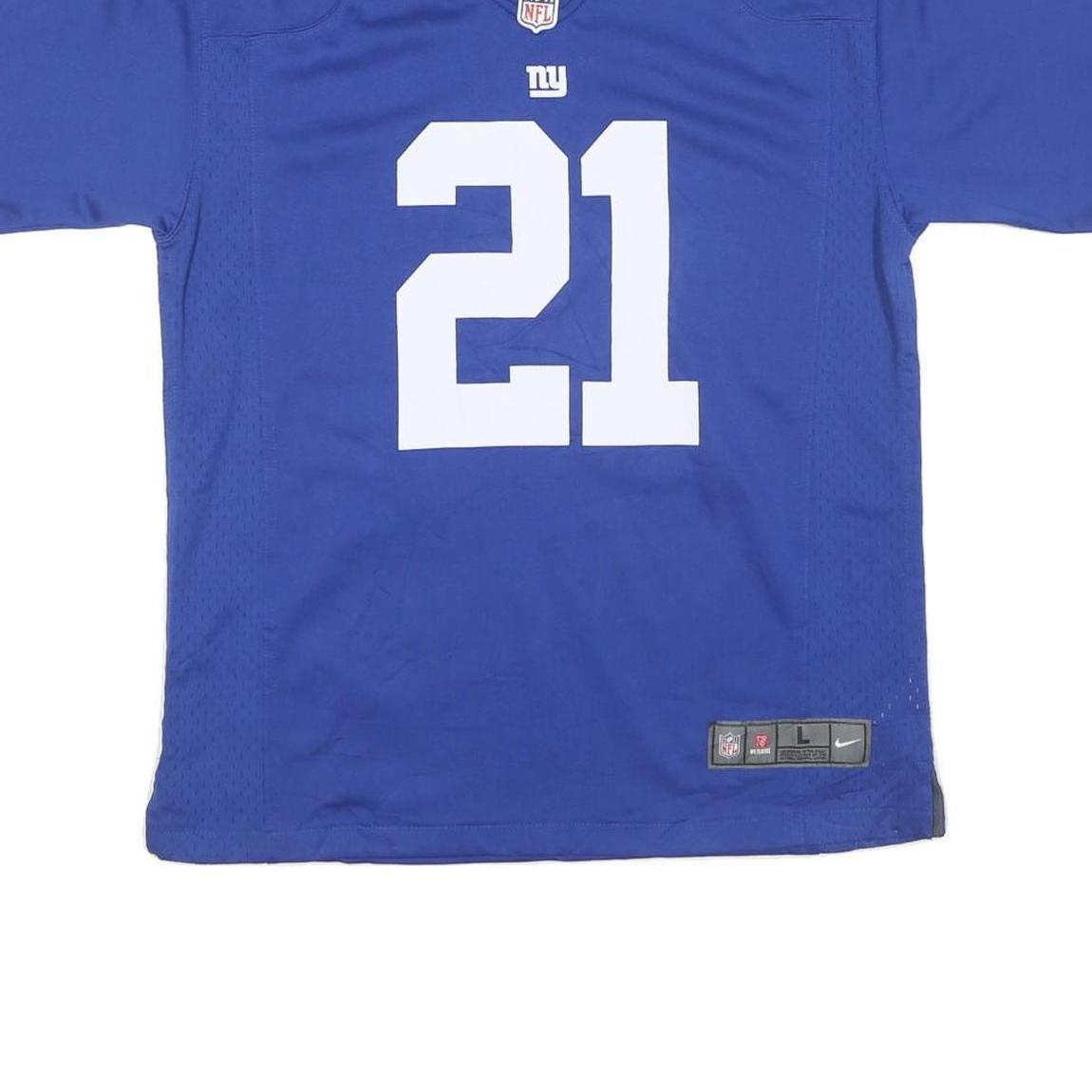 NFL Mens Blue Ny 21 Collins Graphic T-Shirt L Short Sleeve Crew Neck