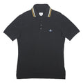 VIVIENNE WESTWOOD Mens Black Polo Shirt L Cotton Short Sleeve Orb Logo Stripe