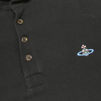 VIVIENNE WESTWOOD Mens Black Polo Shirt L Cotton Short Sleeve Orb Logo Stripe