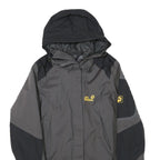 JACK WOLFSKIN Womens Black & Grey Outdoor Jacket XS Polyester Blend Zip Hooded