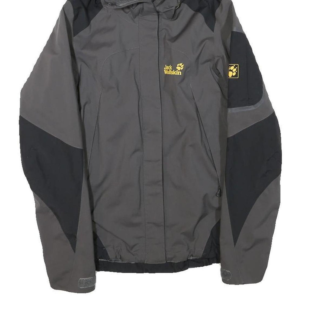 JACK WOLFSKIN Womens Black & Grey Outdoor Jacket XS Polyester Blend Zip Hooded