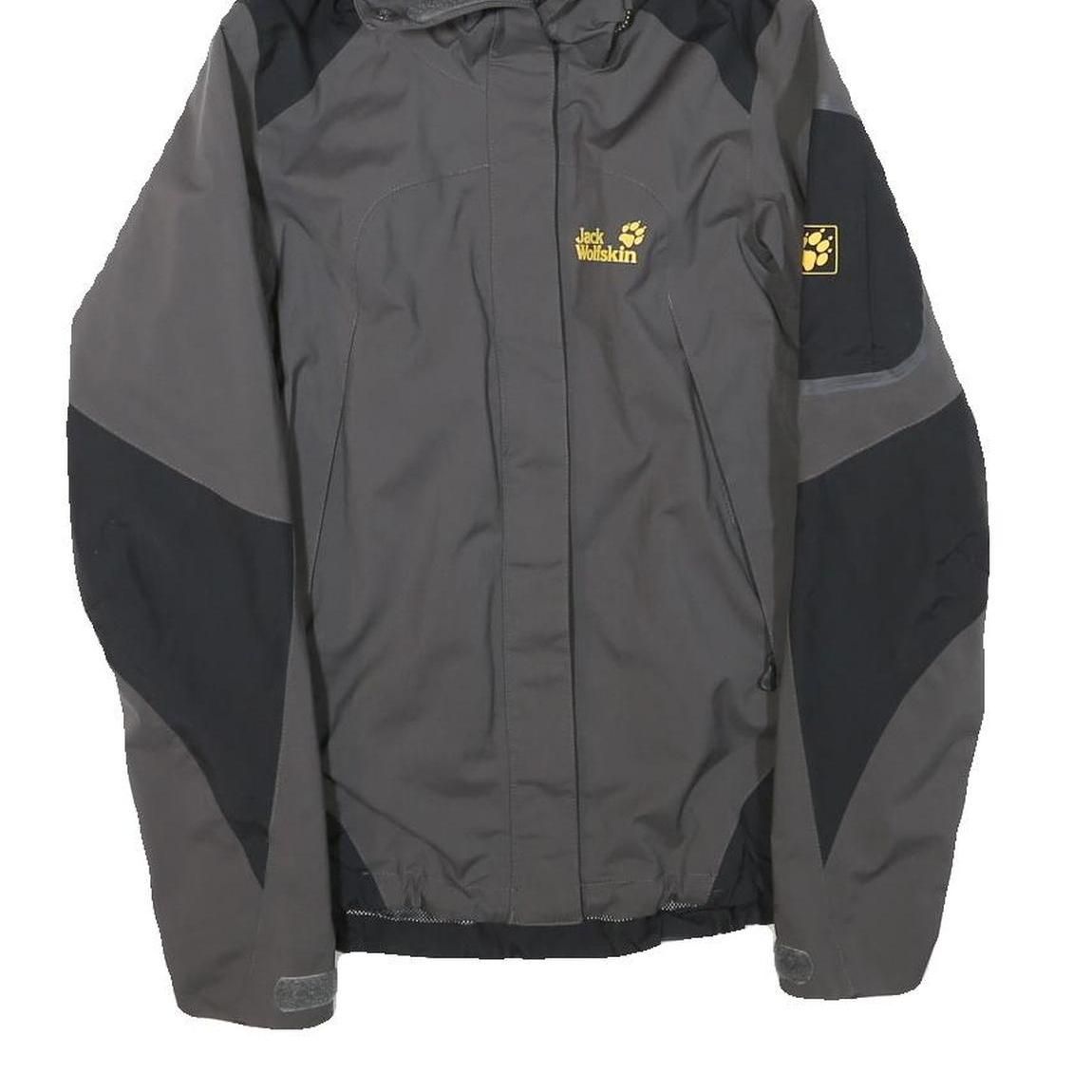 JACK WOLFSKIN Womens Black & Grey Outdoor Jacket XS Polyester Blend Zip Hooded