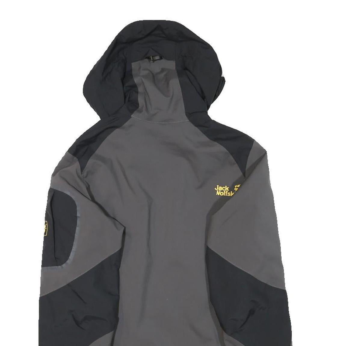 JACK WOLFSKIN Womens Black & Grey Outdoor Jacket XS Polyester Blend Zip Hooded