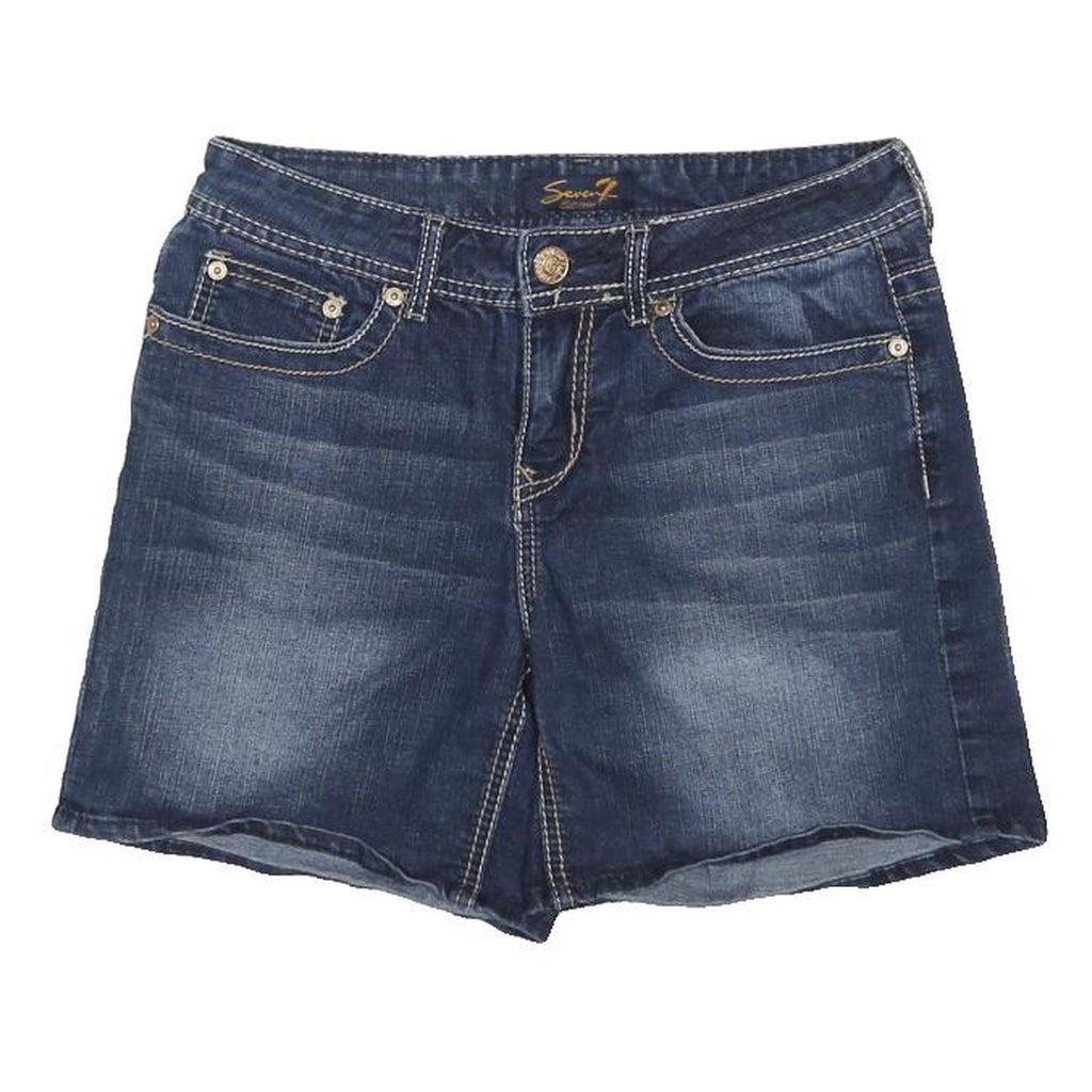 SEVEN 7 Womens Denim Blue Casual Shorts UK 10 W30 Cotton Blend