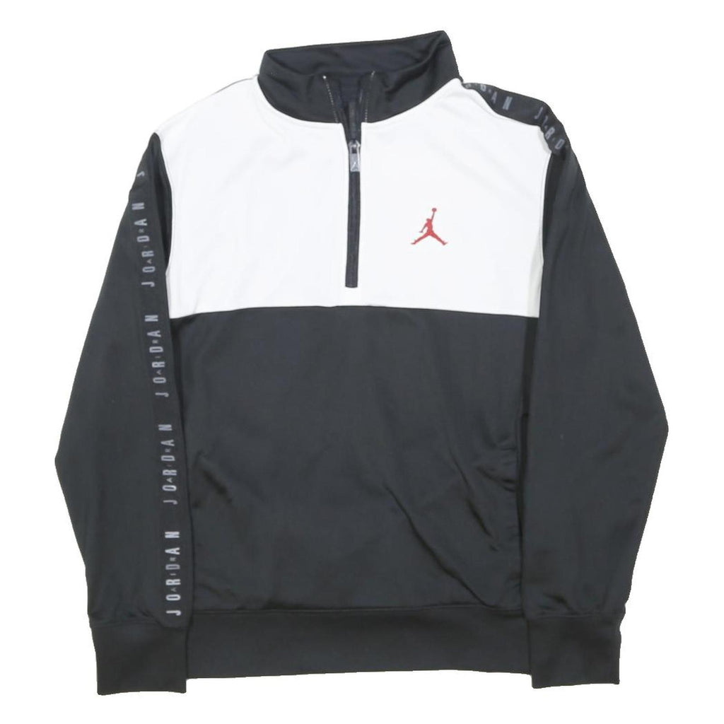 JORDAN Boys Black & White Sports Half Zip Polyester Jacket 10-11Y Track Top