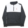 JORDAN Boys Black & White Sports Half Zip Polyester Jacket 10-11Y Track Top