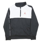 JORDAN Boys Black & White Sports Half Zip Polyester Jacket 10-11Y Track Top