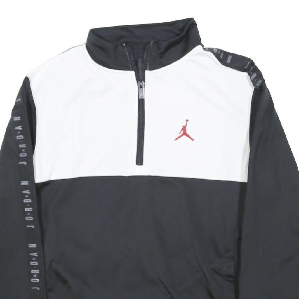 JORDAN Boys Black & White Sports Half Zip Polyester Jacket 10-11Y Track Top