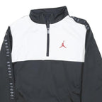 JORDAN Boys Black & White Sports Half Zip Polyester Jacket 10-11Y Track Top