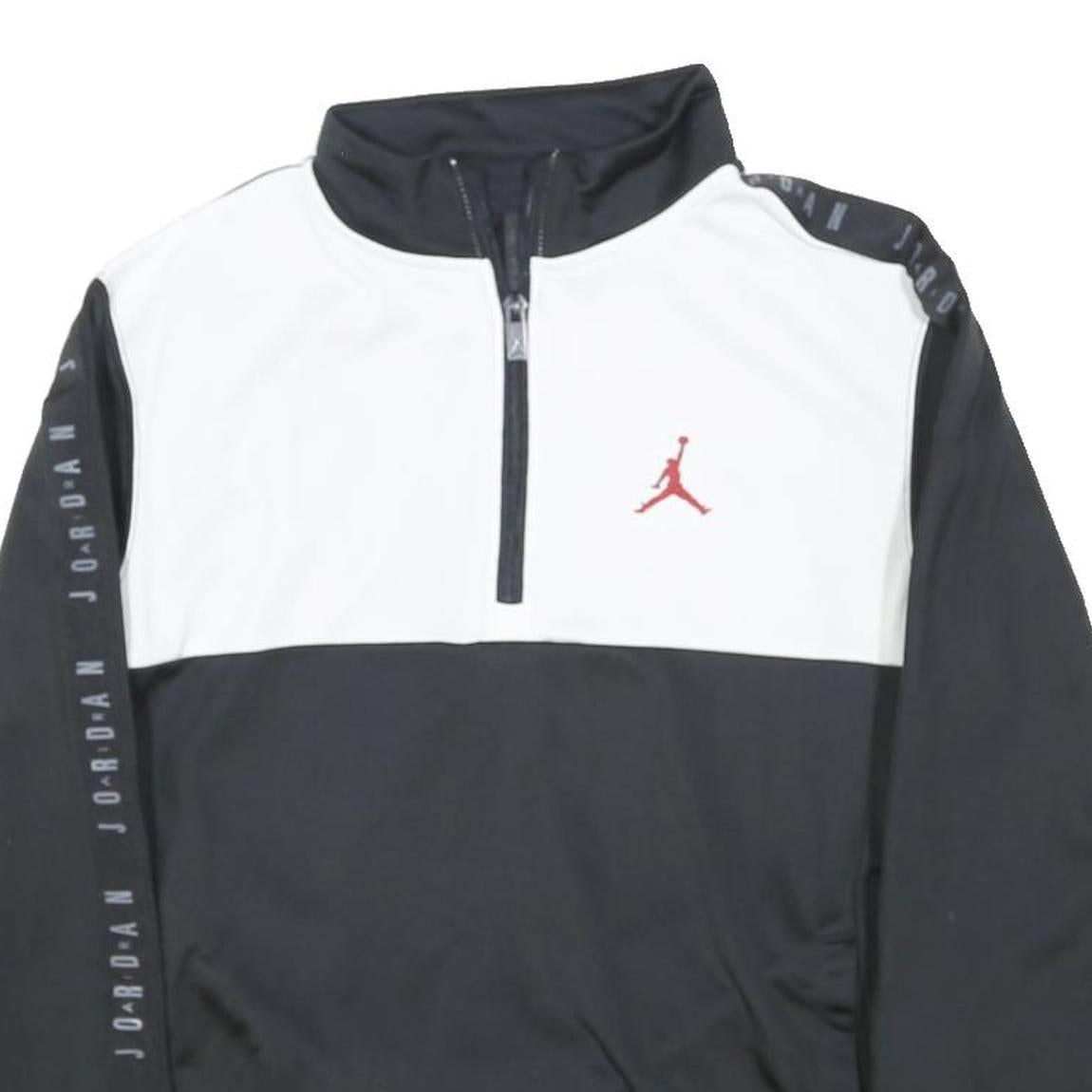 JORDAN Boys Black & White Sports Half Zip Polyester Jacket 10-11Y Track Top