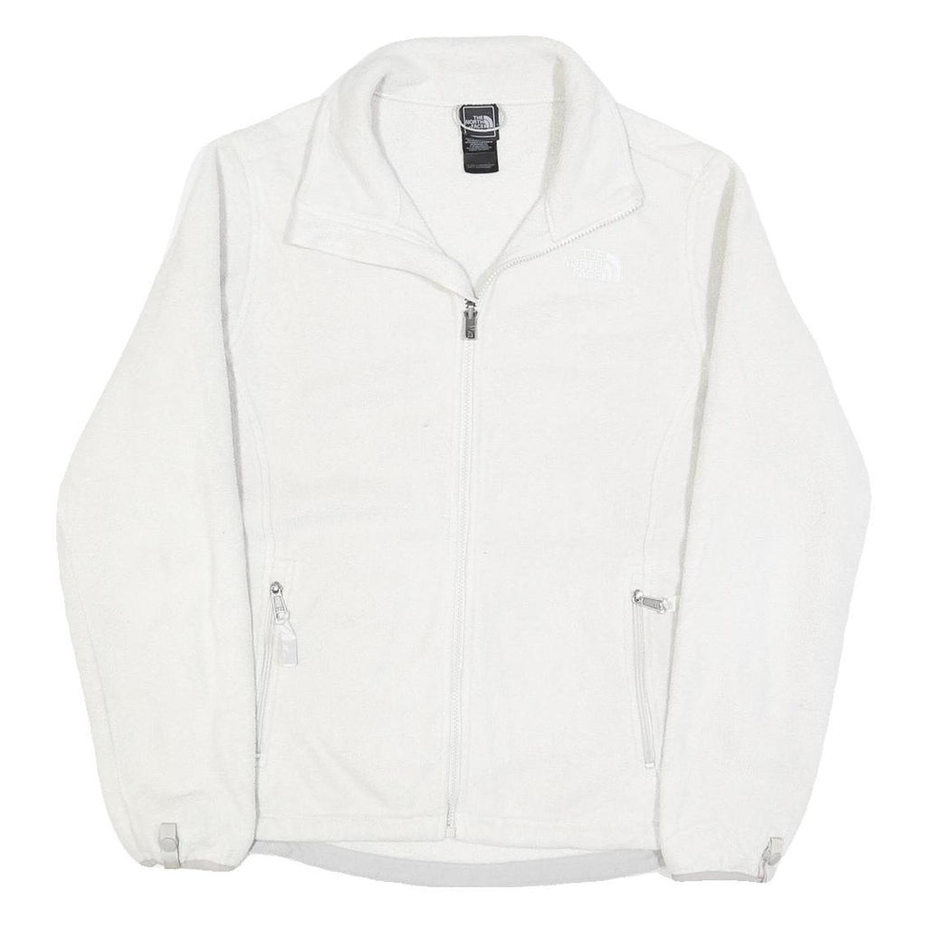 THE NORTH FACE Womens White Outdoor Jacket L Polyester Zip Plain Warm Layer