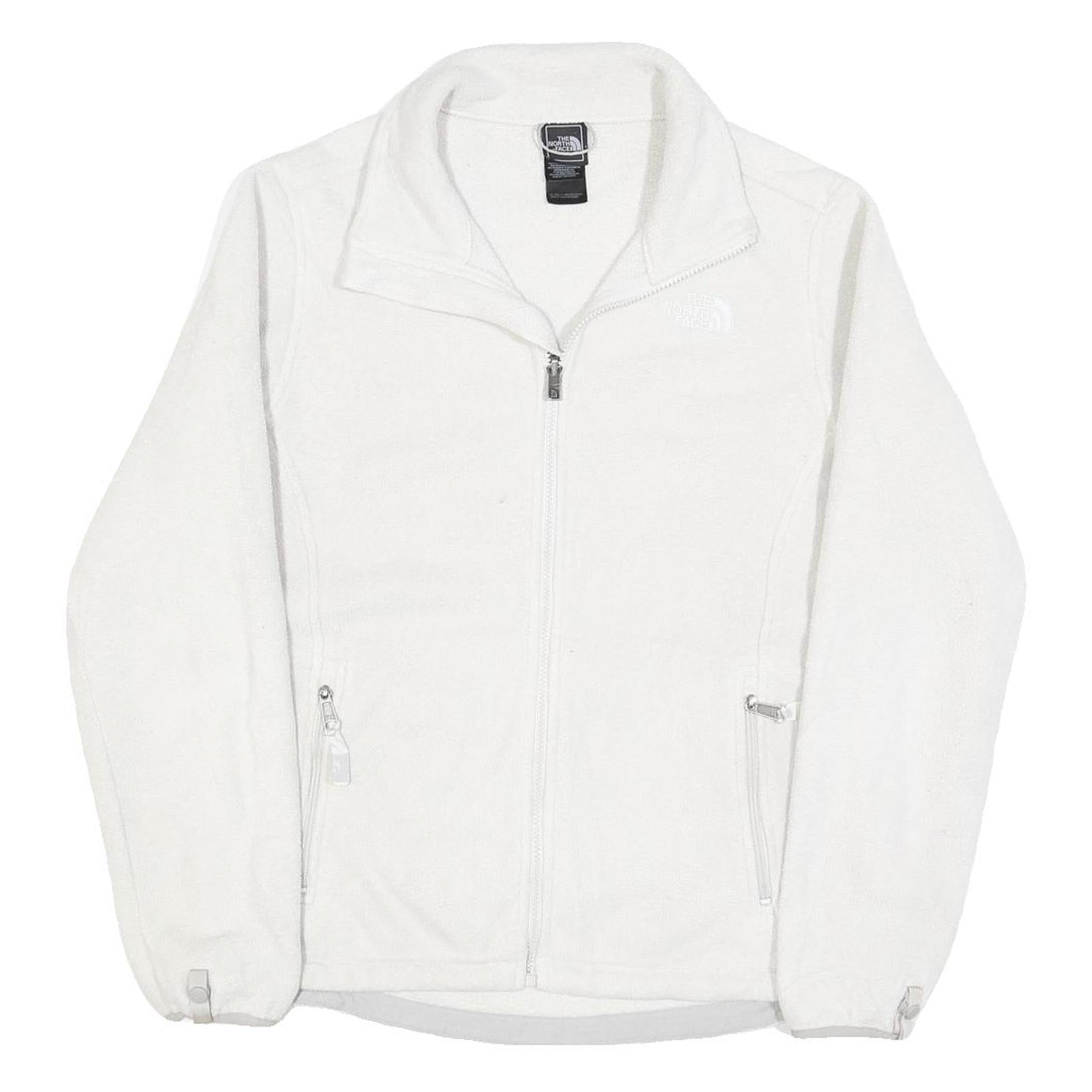 THE NORTH FACE Womens White Outdoor Jacket L Polyester Zip Plain Warm Layer