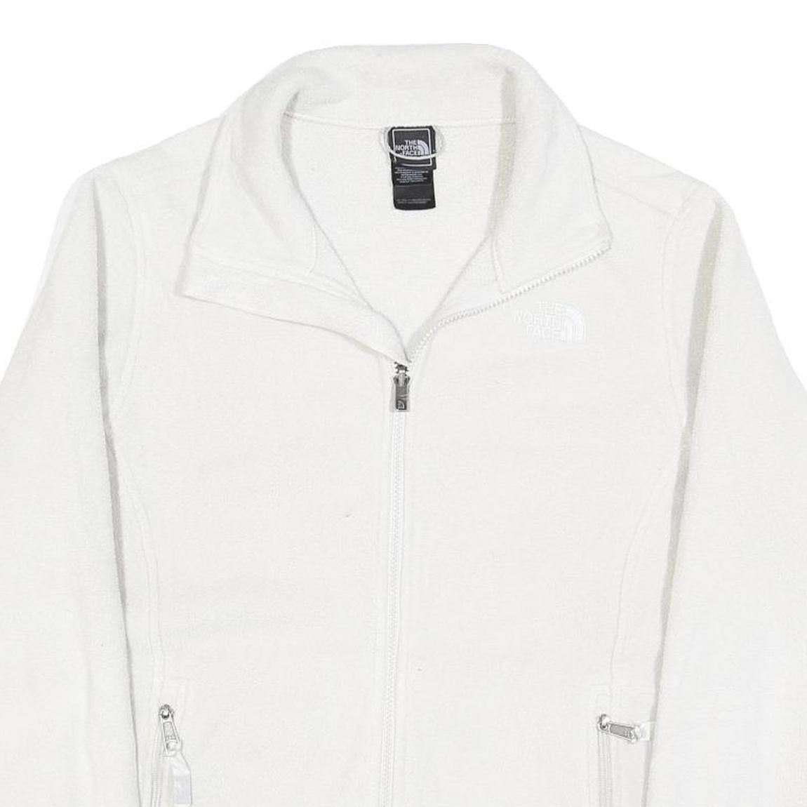 THE NORTH FACE Womens White Outdoor Jacket L Polyester Zip Plain Warm Layer