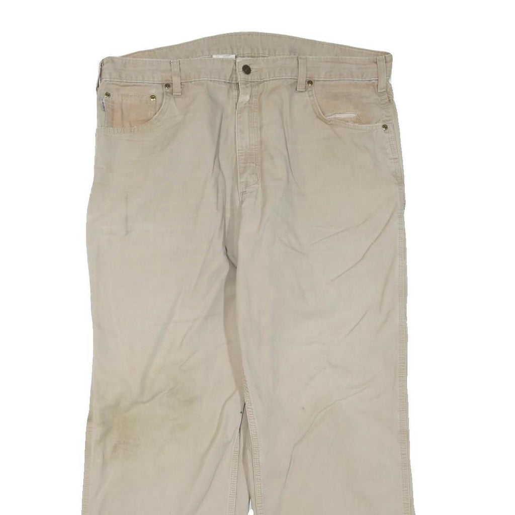CARHARTT Mens Cotton Blend Beige Regular Fit Straight Leg Trousers W40 L32