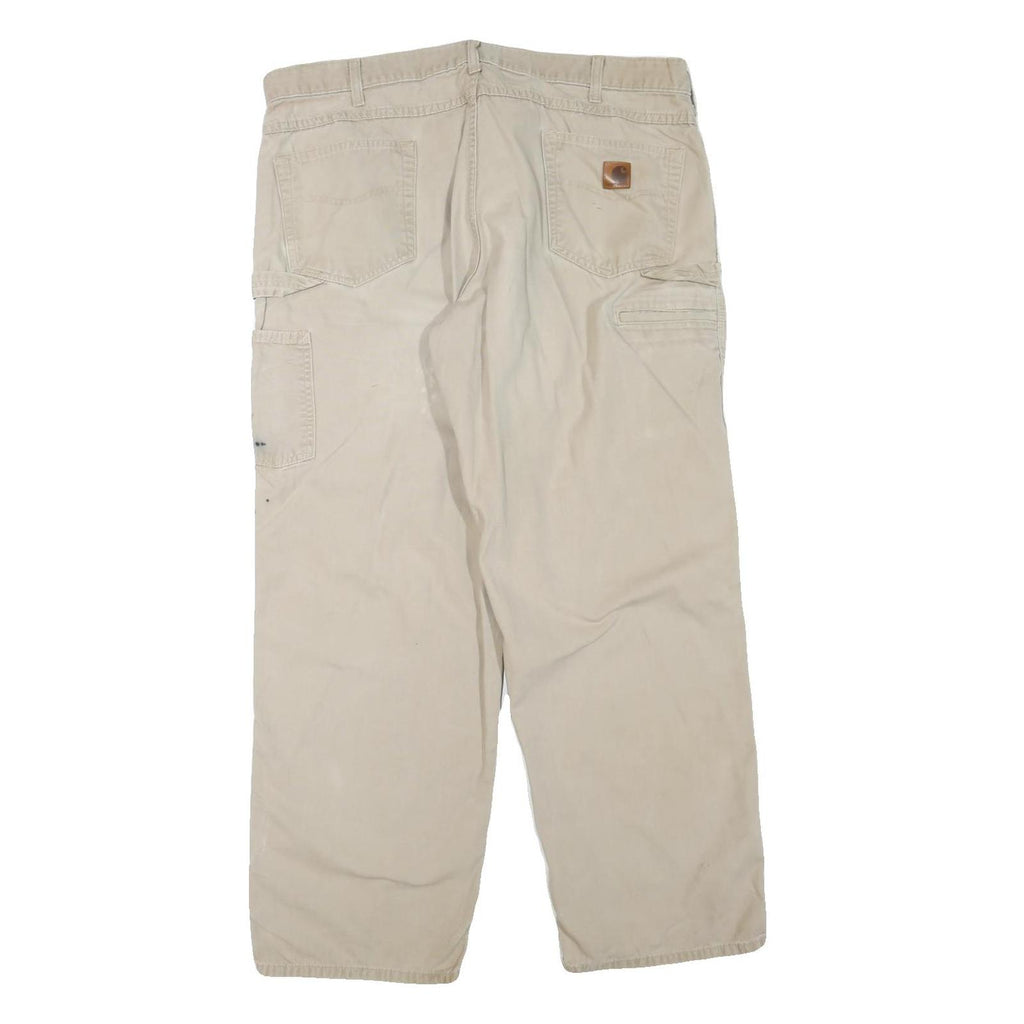 CARHARTT Mens Cotton Blend Beige Regular Fit Straight Leg Trousers W40 L32