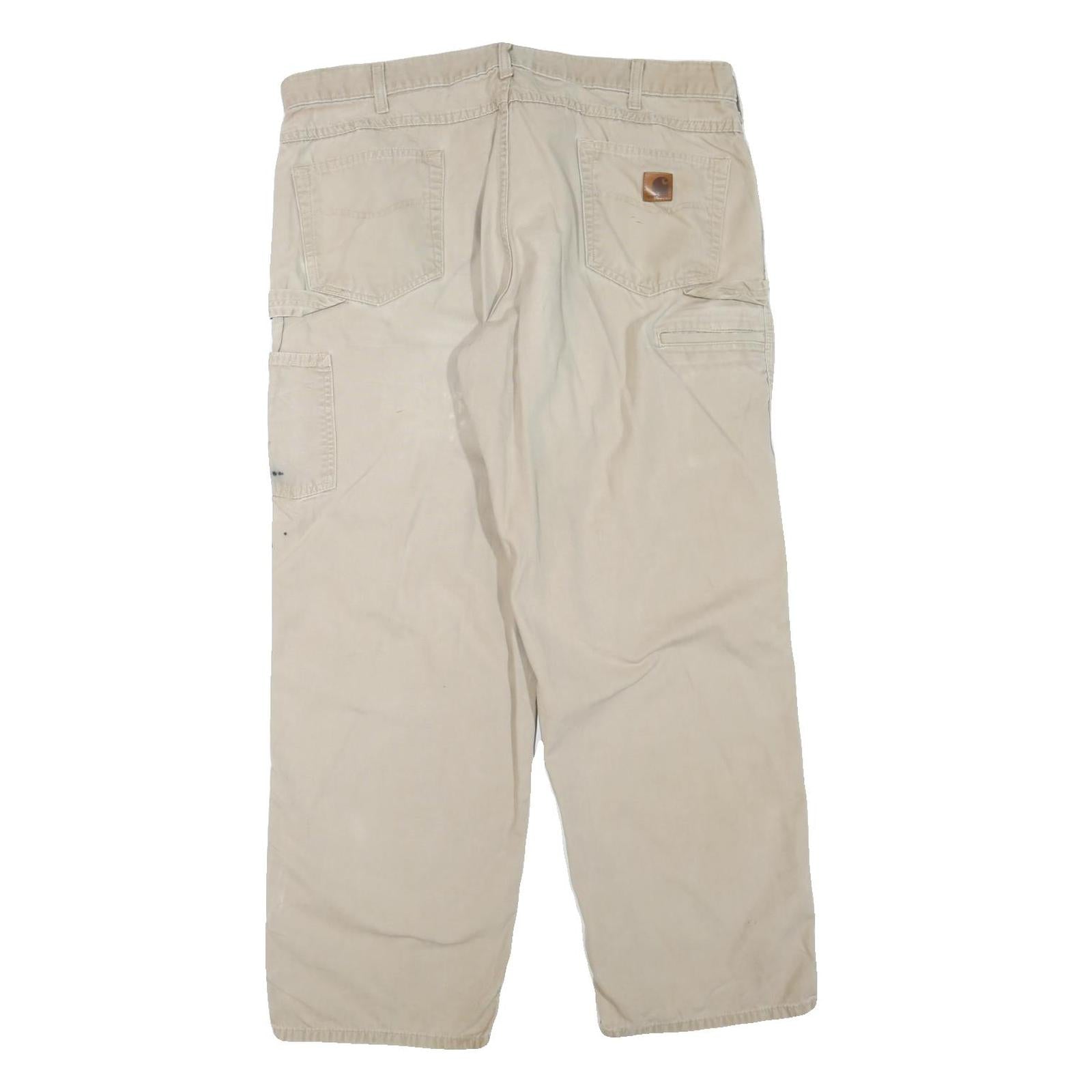 CARHARTT Mens Cotton Blend Beige Regular Fit Straight Leg Trousers W40 L32