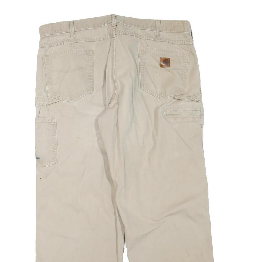 CARHARTT Mens Cotton Blend Beige Regular Fit Straight Leg Trousers W40 L32