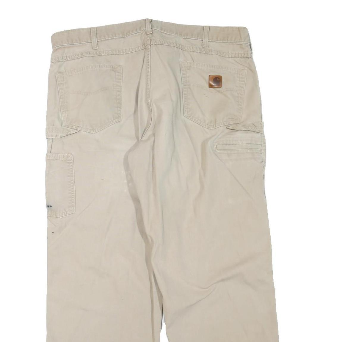 CARHARTT Mens Cotton Blend Beige Regular Fit Straight Leg Trousers W40 L32