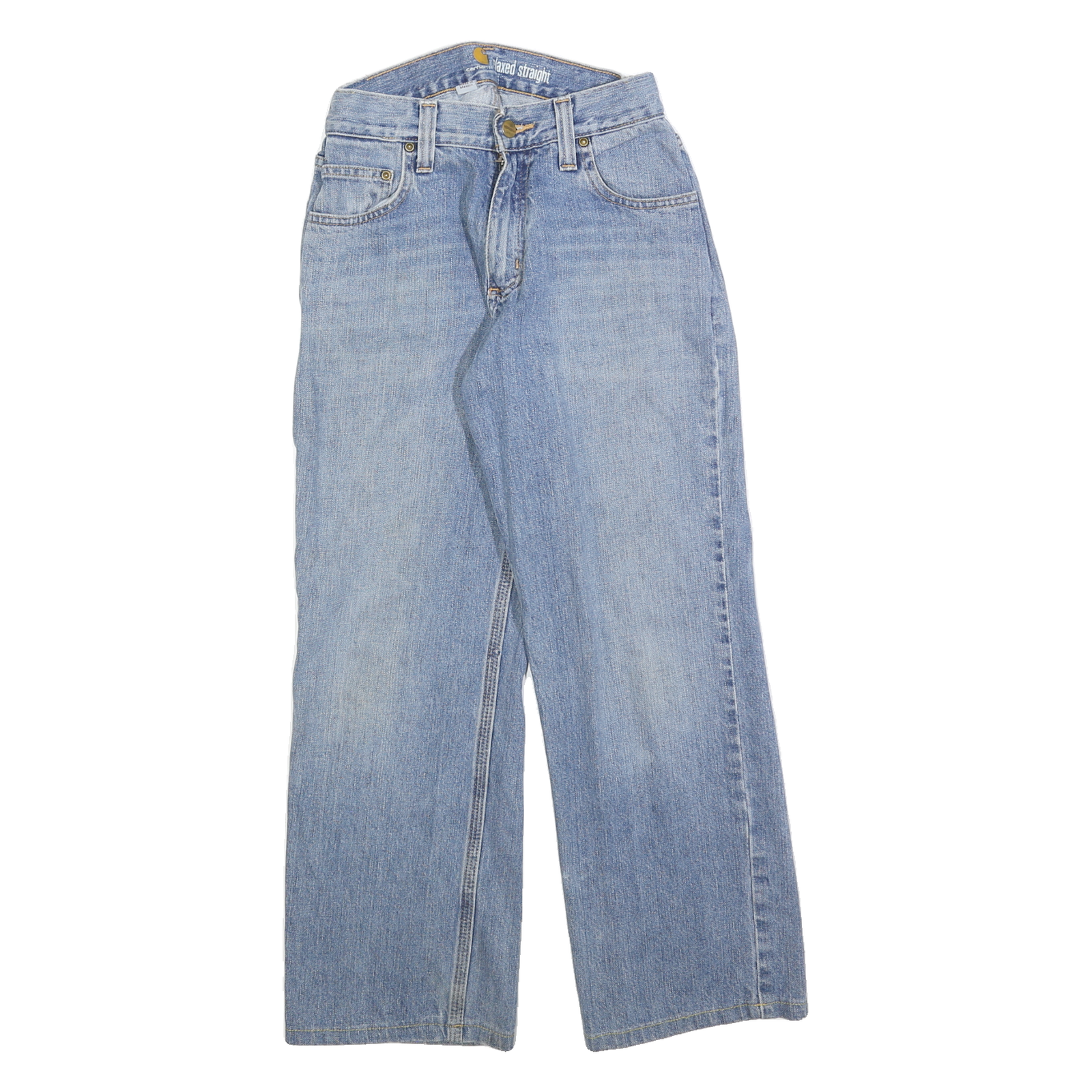 CARHARTT Womens Relaxed Jeans Blue Denim W26 L26 Classic Cotton Blend Zip