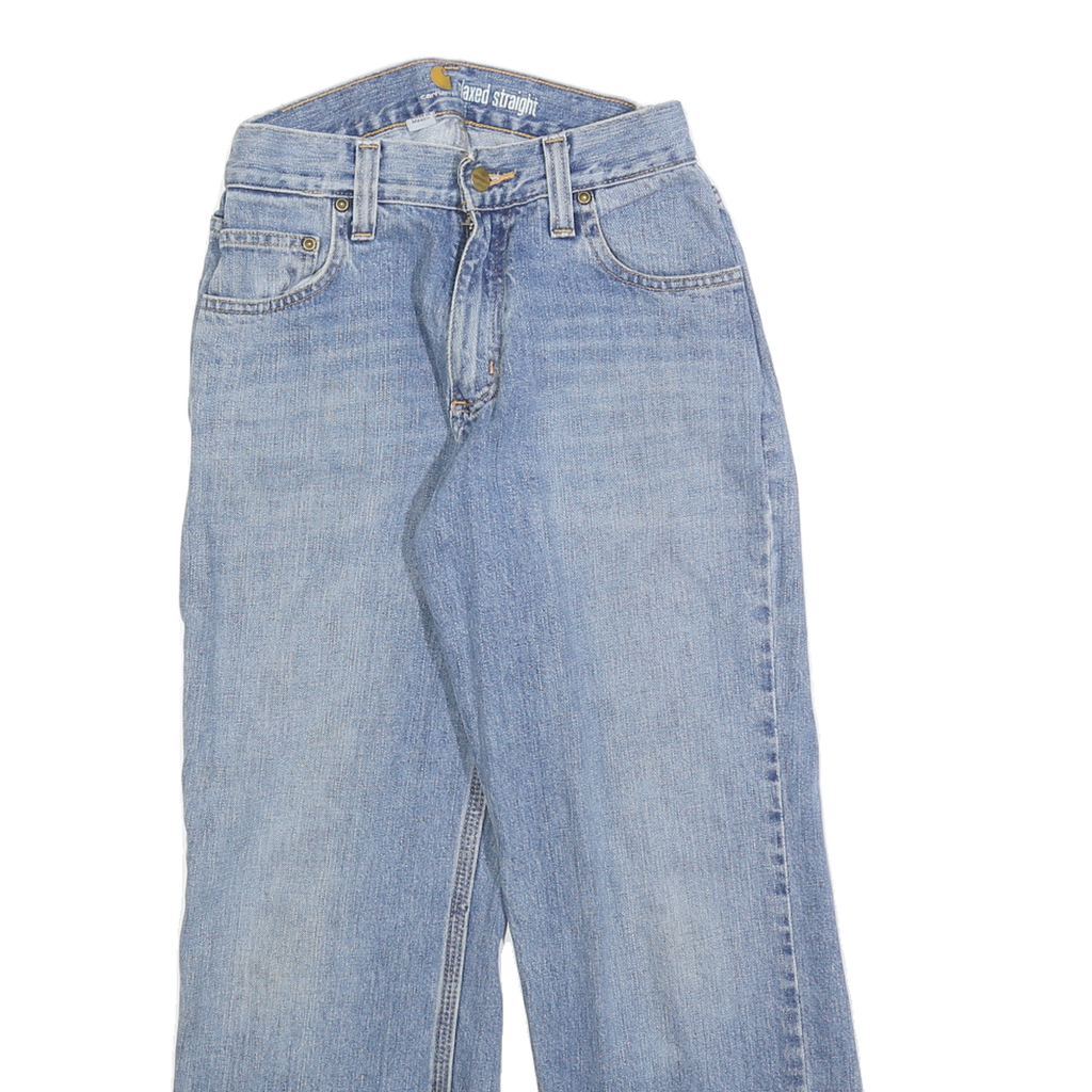 CARHARTT Womens Relaxed Jeans Blue Denim W26 L26 Classic Cotton Blend Zip