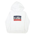 LEVI'S Mens White Hoodie S Cotton Blend Pullover Drawstring Pocket Casual