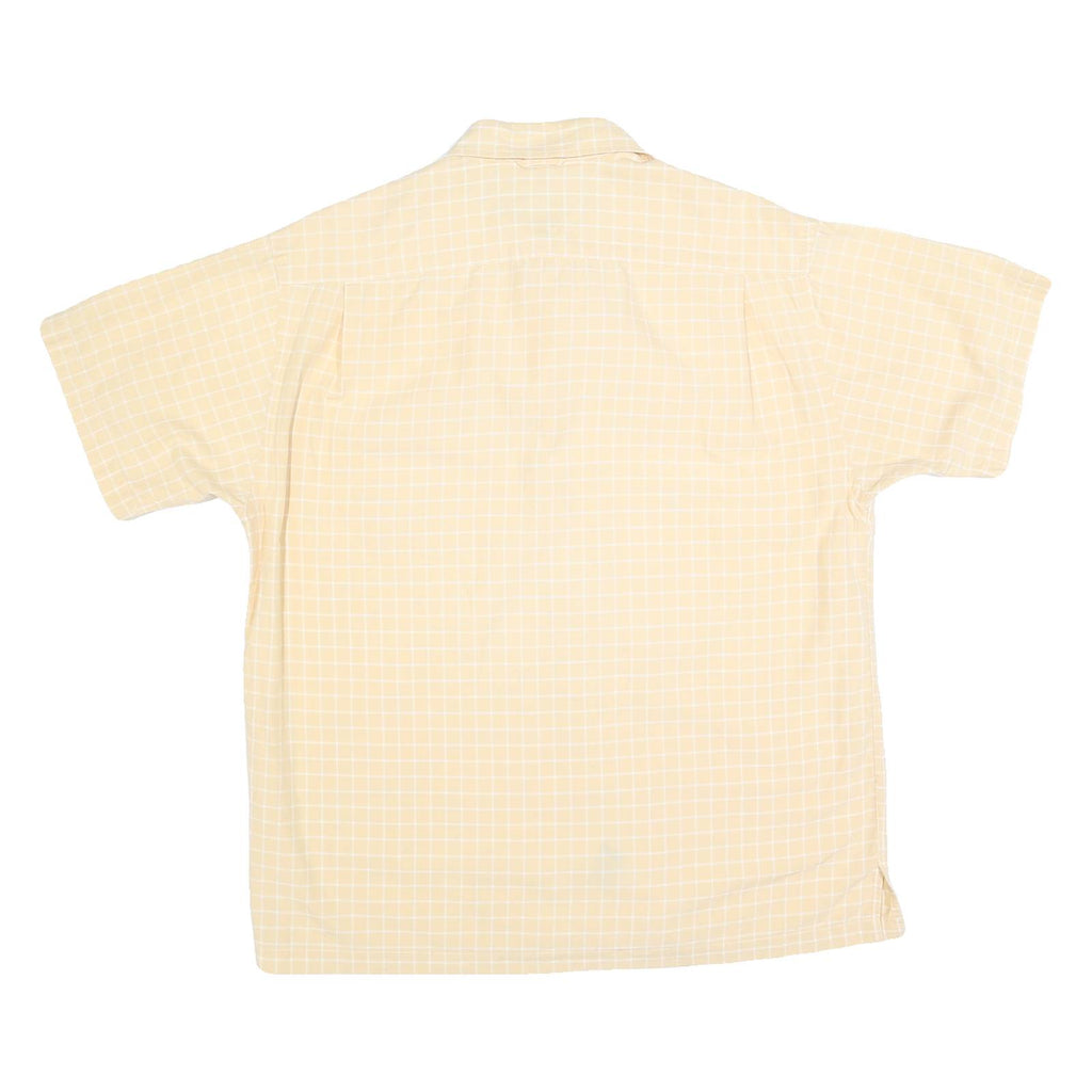 TOMMY HILFIGER Mens Yellow & White Check Shirt S Relaxed Fit Cotton Short Sleeve