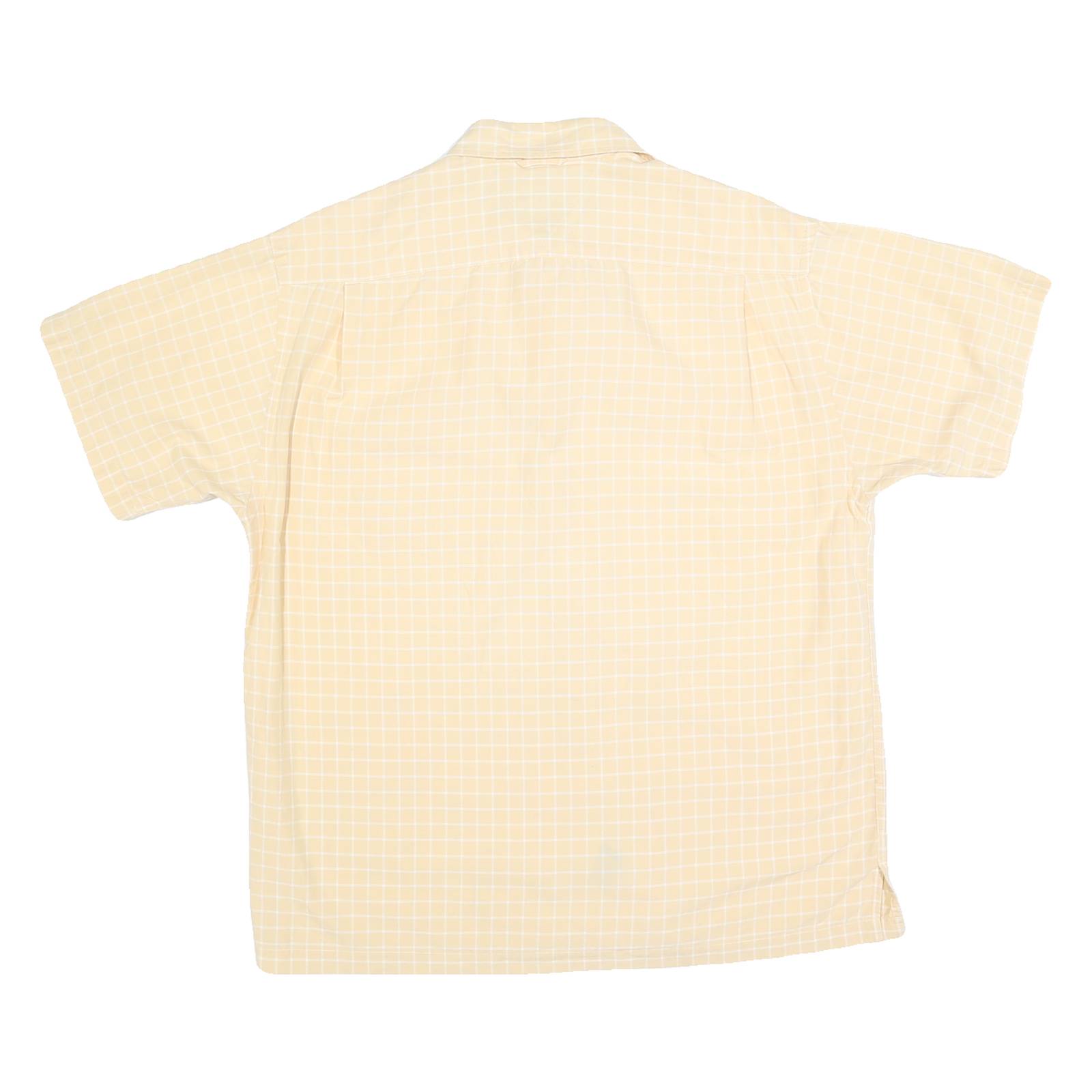TOMMY HILFIGER Mens Yellow & White Check Shirt S Relaxed Fit Cotton Short Sleeve