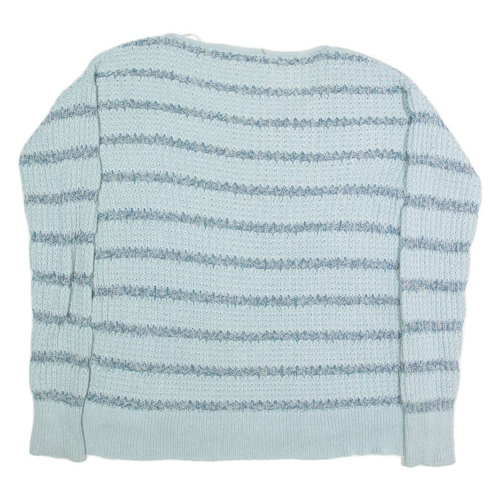 CALVIN KLEIN JEANS Womens Patterned Jumper Blue Striped Chunky Knit L