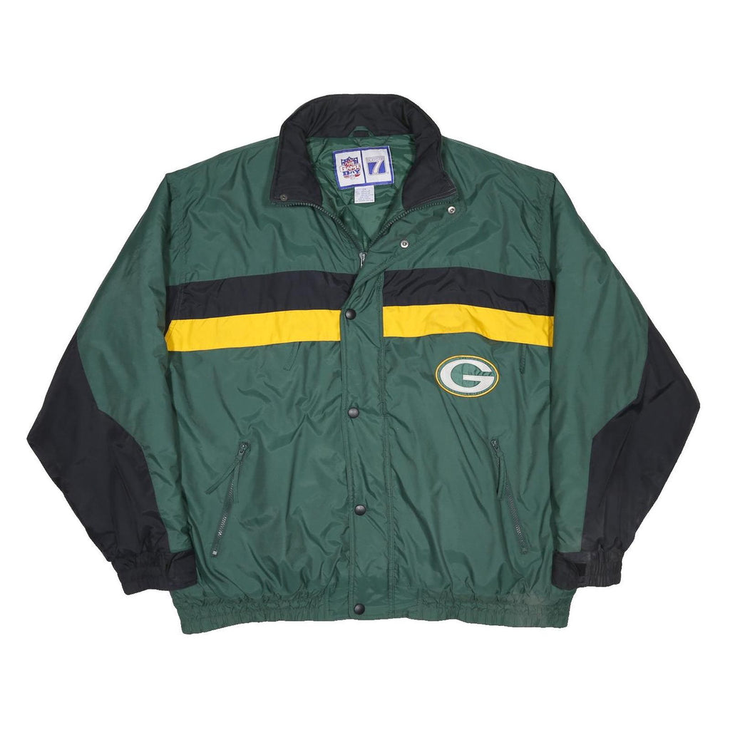 LOGO 7 Mens Green & Black Green Bay Packers NFL Nylon Jacket 2XL Zip