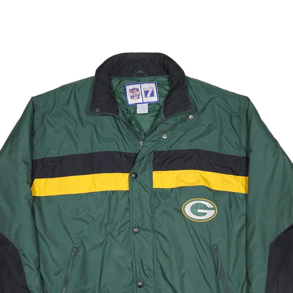 LOGO 7 Mens Green & Black Green Bay Packers NFL Nylon Jacket 2XL Zip