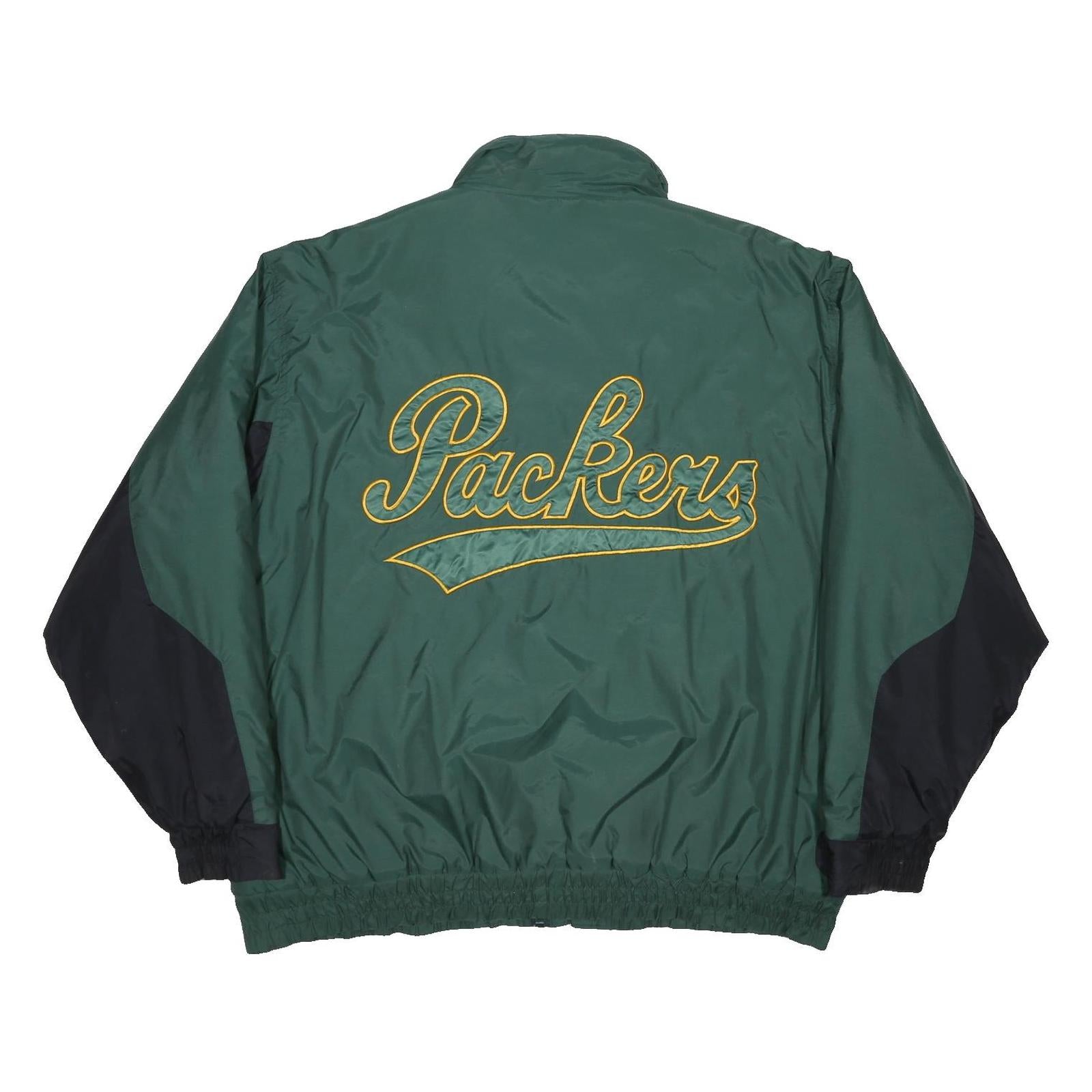 LOGO 7 Mens Green & Black Green Bay Packers NFL Nylon Jacket 2XL Zip
