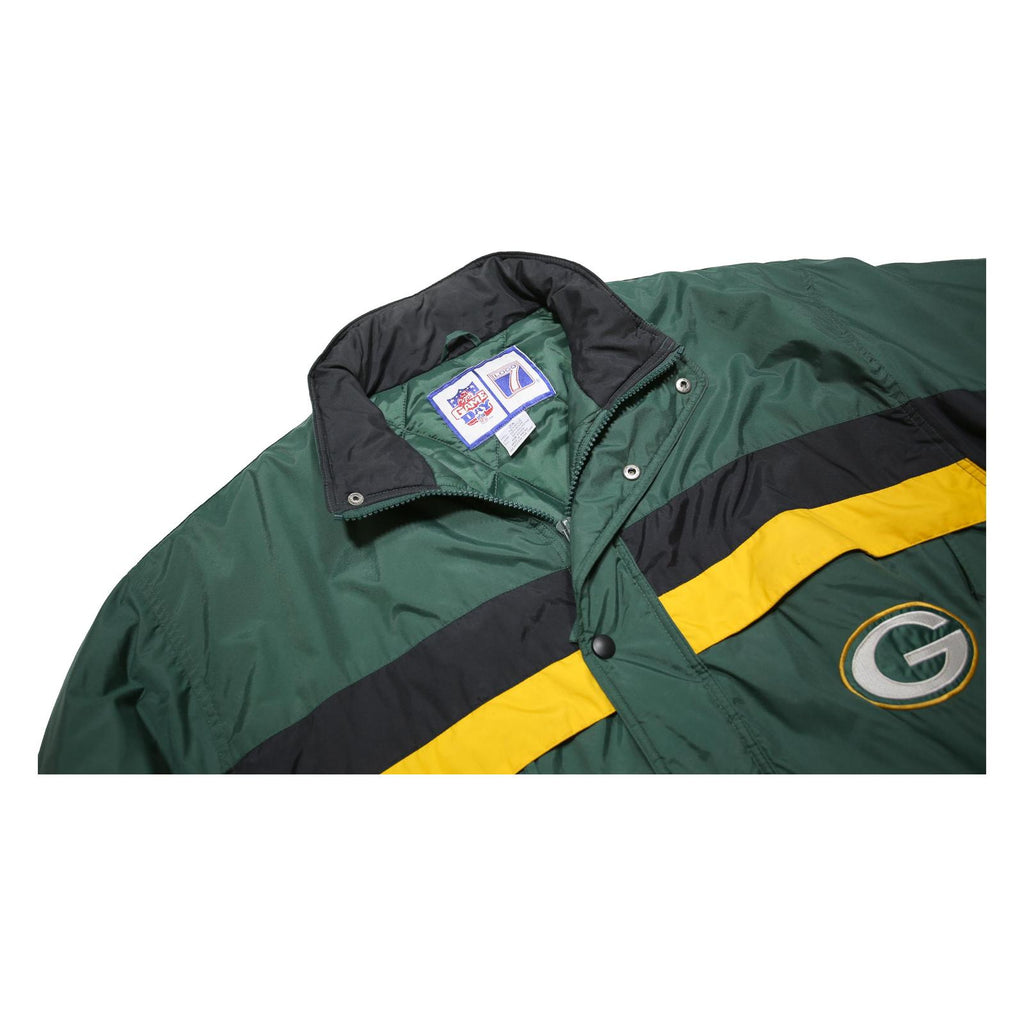 LOGO 7 Mens Green & Black Green Bay Packers NFL Nylon Jacket 2XL Zip