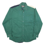 PRESIDENT STONE Mens Green Navy & White Cotton Blend Shirt M Colourblock Long